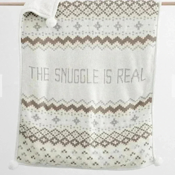 Pottery Barn Kids The Snuggle is Real Baby Blanket, Stroller Blanket, Ivory. - Picture 1 of 7